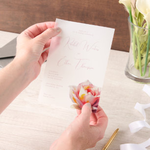 Romantic Coral Watercolor Rose Vellum Invitations