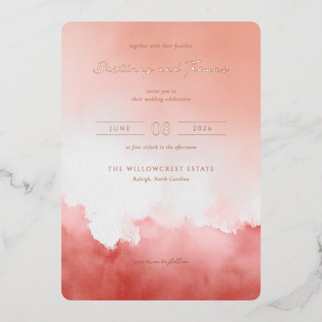 Romantic Coral Watercolor Wedding (Front)