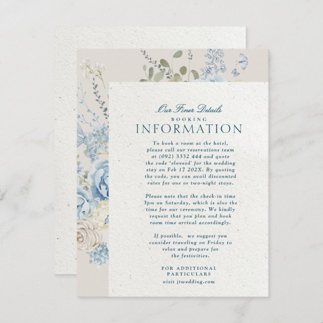 Romantic Cotswolds Winter Florals Details Wedding Enclosure Card (Front/Back)