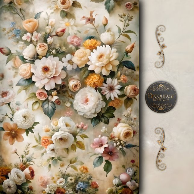 Romantic Cottage Floral Decoupage Tissue Paper (Romantic Cottage Floral Decoupage Tissue Paper)