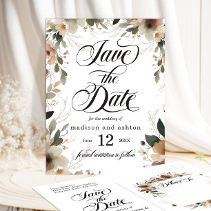 Romantic Cottagecore Floral Wedding Save the Date Announcement Postcard