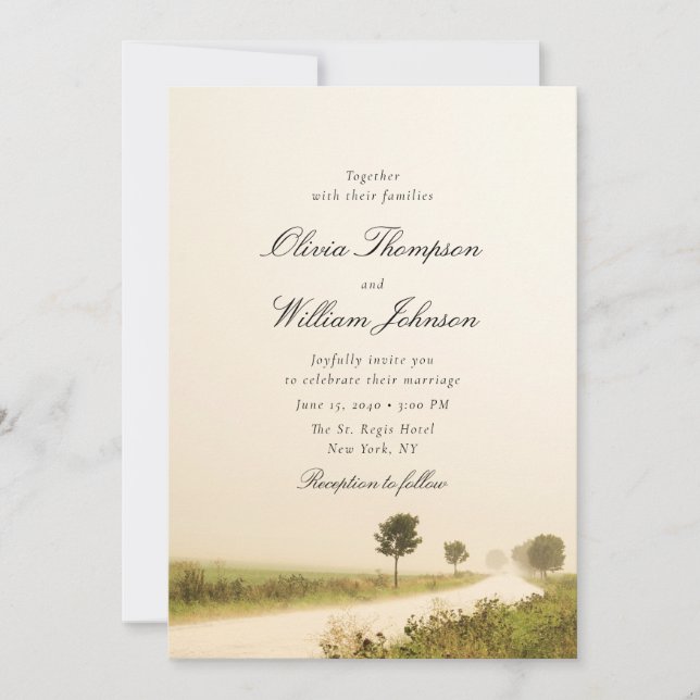 Romantic Countryside Landscape Wedding Invitation (Front)