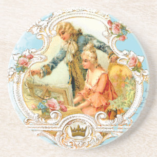 Romantic couple 18th Century Music Coaster