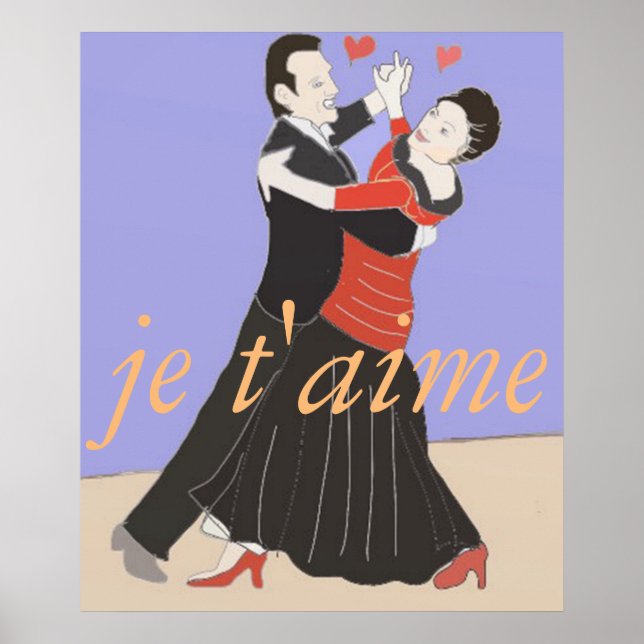 Romantic Couple Ballroom Dancing in Colour Poster (Front)