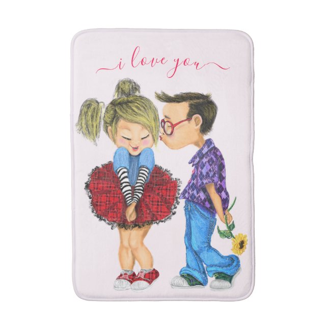 Romantic Couple Bath Mat - Love (Front Vertical)