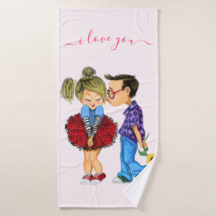 Romantic Couple Bath Towel Set - Love