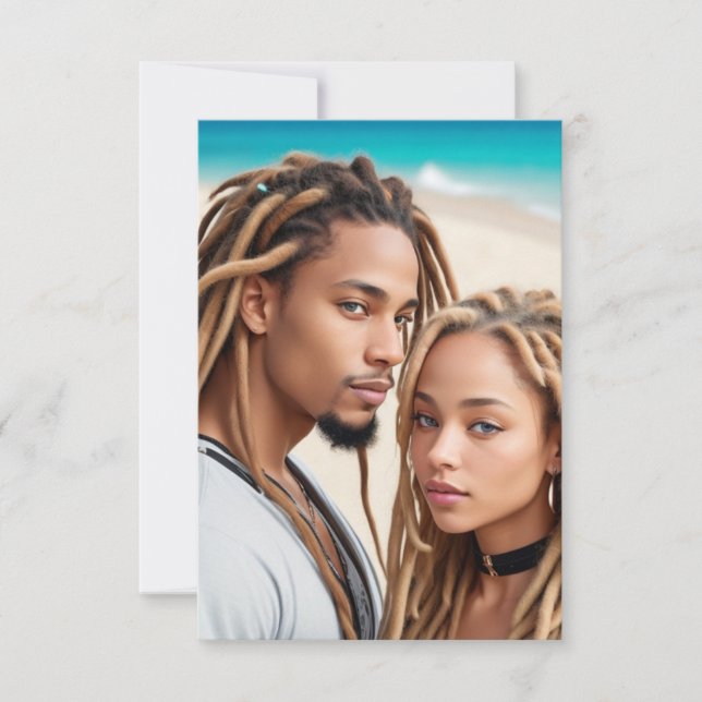 Romantic Couple Beach Digital Art Poster Invitation (Front)