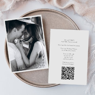 Romantic Couple Black & White Photo Save The Date  Invitation