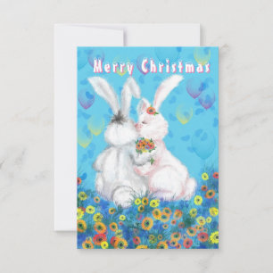 Romantic Couple Bunny Christmas Card