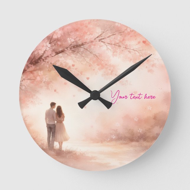 Romantic Couple Clock – Custom Text Wall Art (Front)