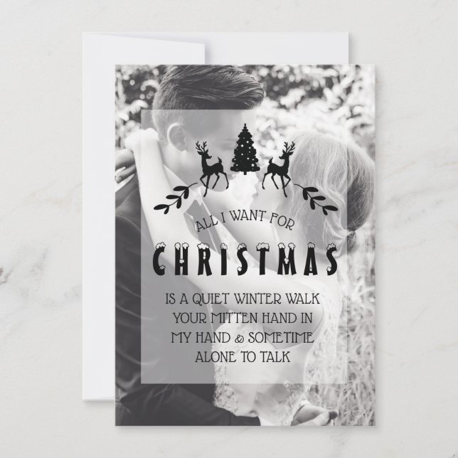 Romantic Couple Custom Photo Christmas Card (Front)
