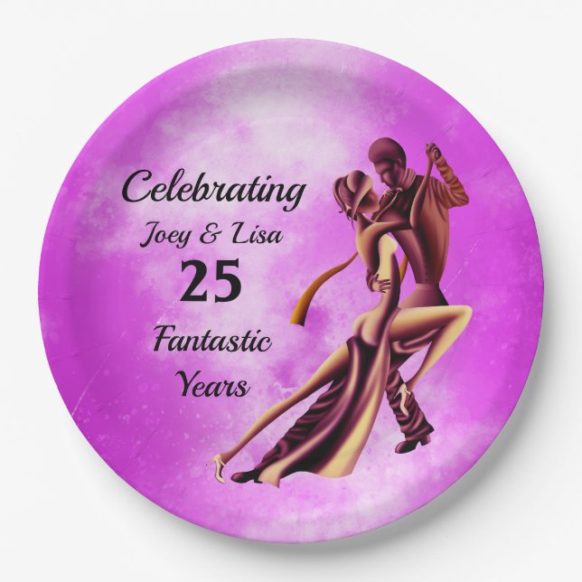 Romantic Couple Dance the Tango Paper Plate (Front)