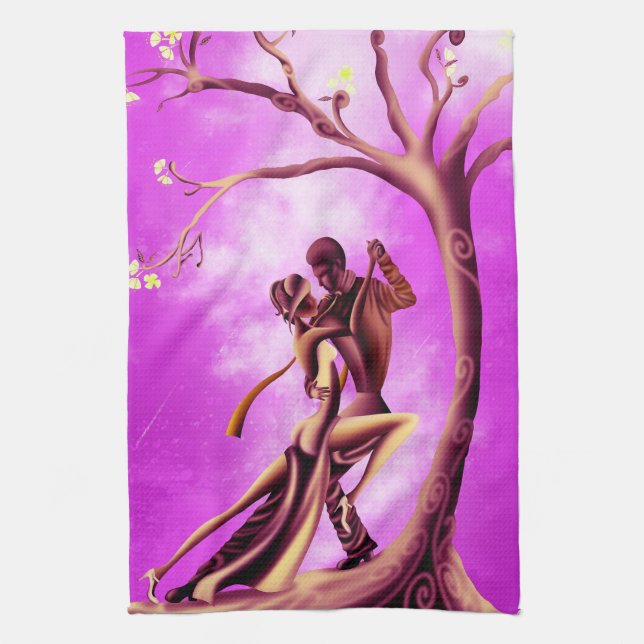 Romantic Couple Dance the Tango Tea Towel (Vertical)