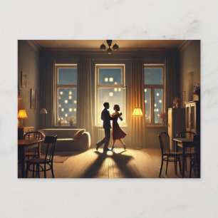 Romantic Couple Dancing at home Postcard