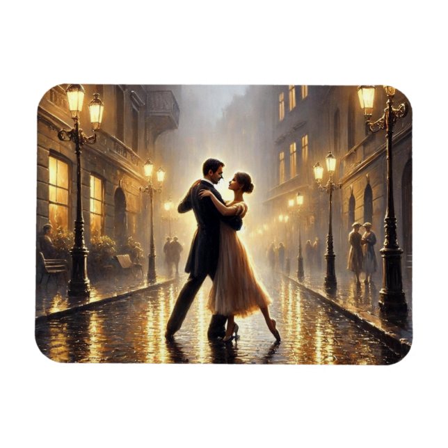 Romantic Couple dancing in the rain Magnet (Horizontal)