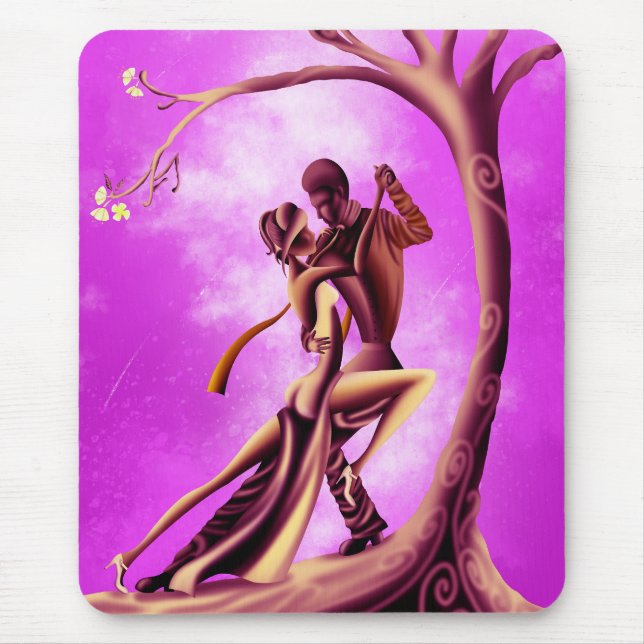 Romantic Couple Dancing the Tango  pink Mouse Pad (Front)