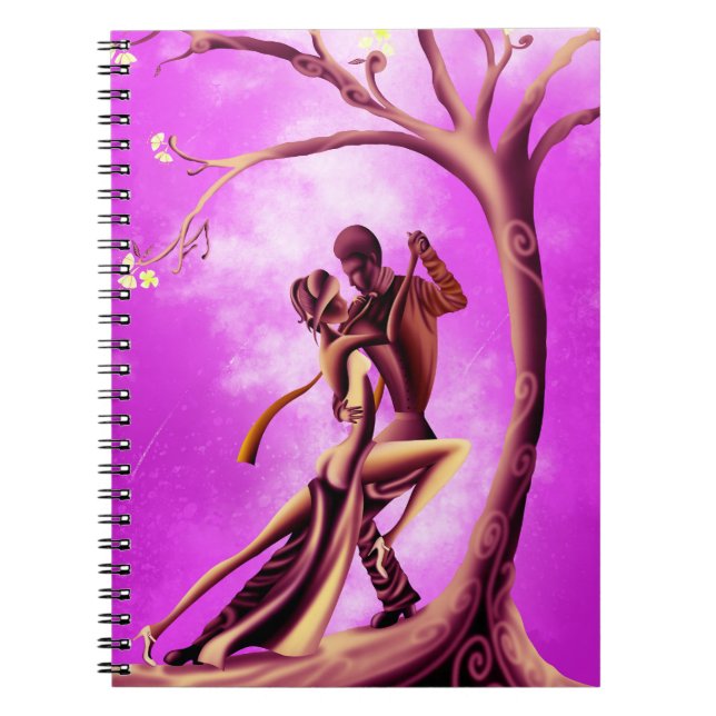 Romantic Couple Dancing the Tango Pink Yellow Notebook (Front)