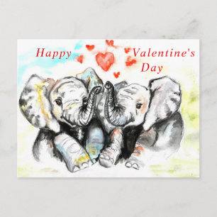 Romantic Couple Elephant Valentine's Day Card