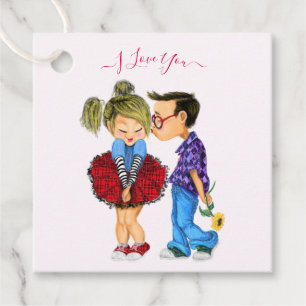 Romantic Couple Favour Tags with I Love You Text