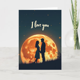 Romantic Couple Full Moon Card
