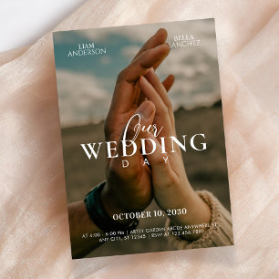 Romantic couple hands photo wedding invitation
