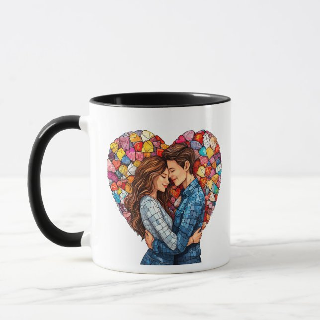 💖 Romantic Couple Hugging Love Quote Gift ☕ Mug (Left)