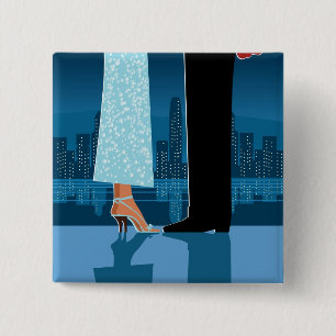 Romantic Couple in City 15 Cm Square Badge
