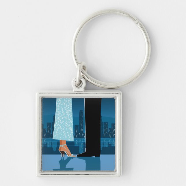 Romantic Couple in City Key Ring (Front)