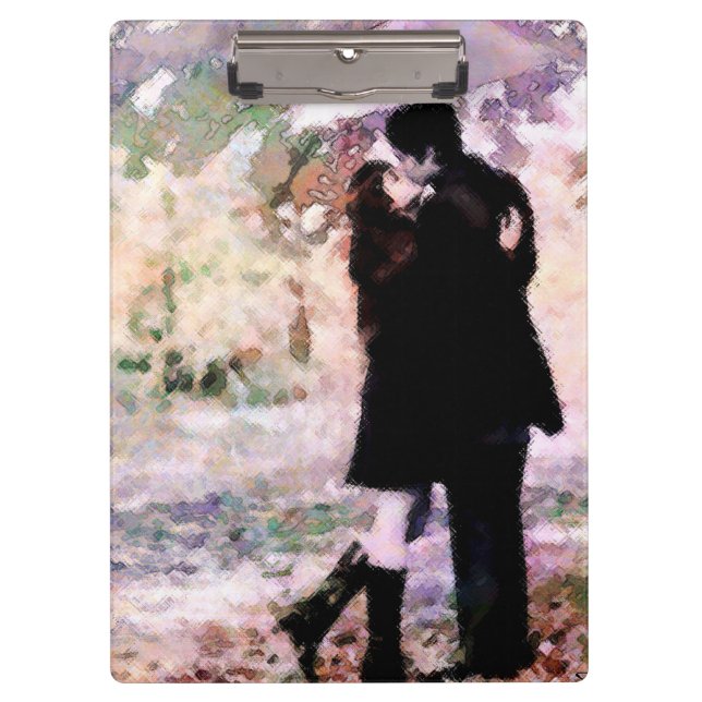 Romantic Couple in Love Kissing in The Rain  Clipboard (Front)