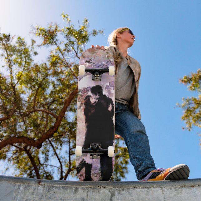 Romantic Couple in Love Kissing in The Rain  Skateboard (Outdoor 1)