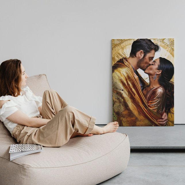 Romantic Couple in Shimmering Gold Tones ❤️ Canvas Print (Creator Uploaded)