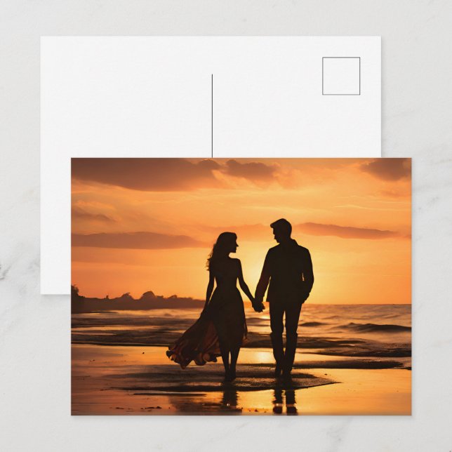 Romantic couple in sunset postcard (Front/Back)