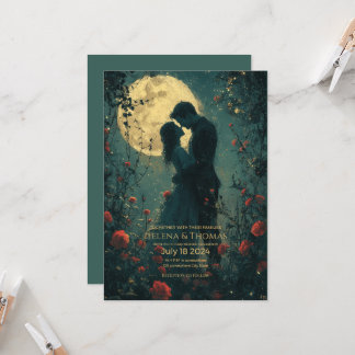 Romantic couple in the moonlight. invitation
