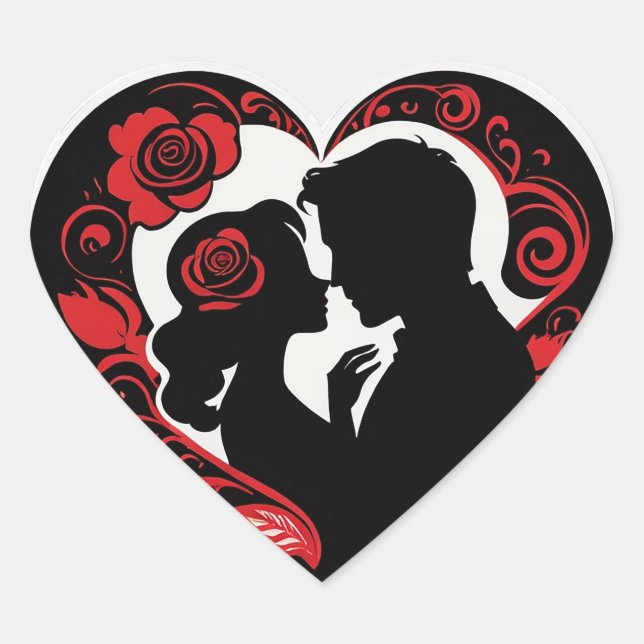Romantic Couple Inside a Heart Frame Sticker (Front)
