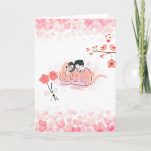 Romantic Couple Love Card - Valentine's Day Hearts
