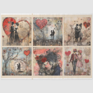 Romantic Couple Mixed Media Background Tissue Paper