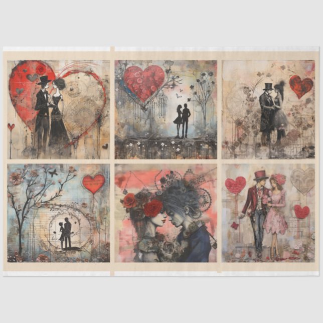 Romantic Couple Mixed Media Background Tissue Paper (Front)