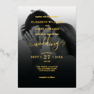 Romantic Couple Monochrome Photo Wedding Gold