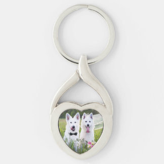 Romantic couple of dogs geting married key ring