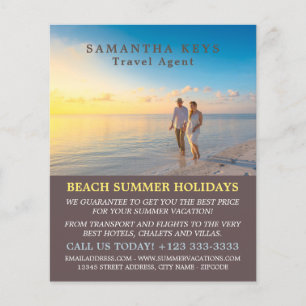 Romantic Couple on Beach, Travel Agent Advert Flyer