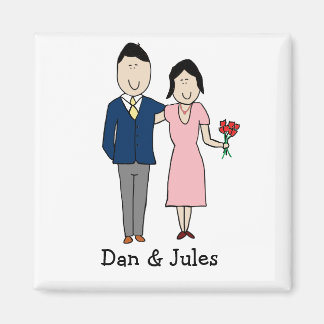 Romantic couple - personalised cartoon magnet