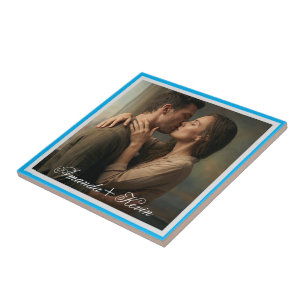 Romantic Couple Photo & custom Name Tile