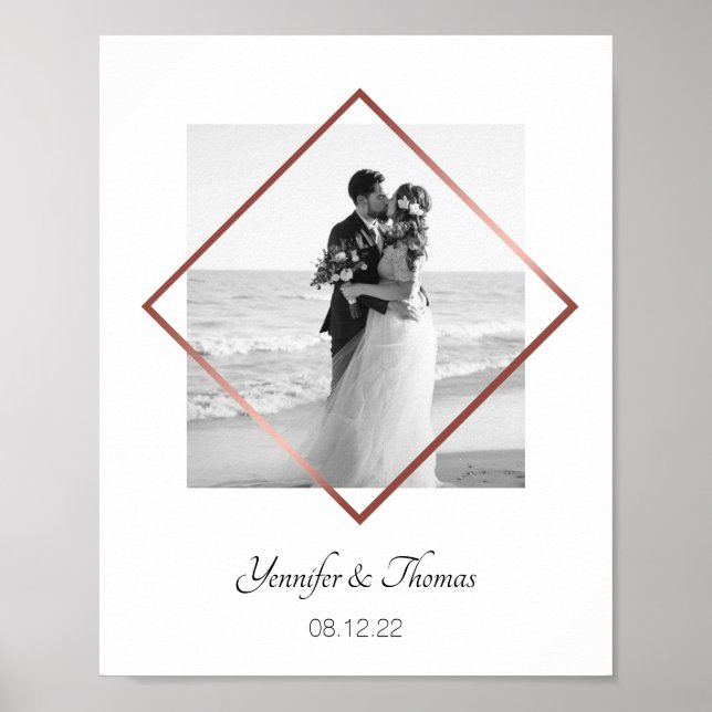 romantic couple photo rose gold frame minimalist poster (Front)