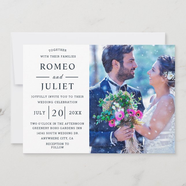 Romantic couple photo Wedding Invitation (Front)