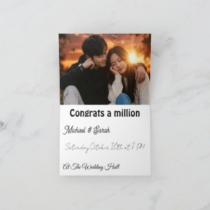  Romantic Couple Photo Wedding Invtation Thank You Card