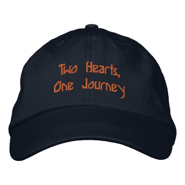 Romantic Couple Quote Adjustable Two Hearts Text  Embroidered Hat (Front)