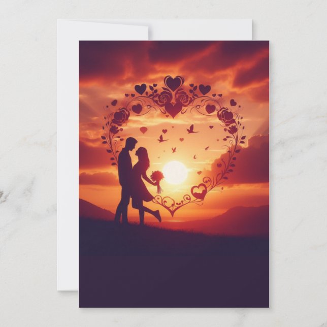 Romantic Couple Silhouette Against A Beautiful Sun (Front)