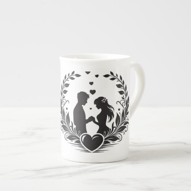 Romantic Couple Silhouette Coffee Mug (Front Right)