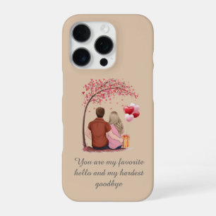Romantic Couple Silhouette "Favorite Hello" Quote iPhone 16 Pro Case