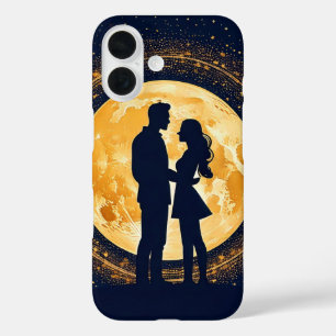 Romantic Couple Silhouette Moonlit Night iPhone 16 Case